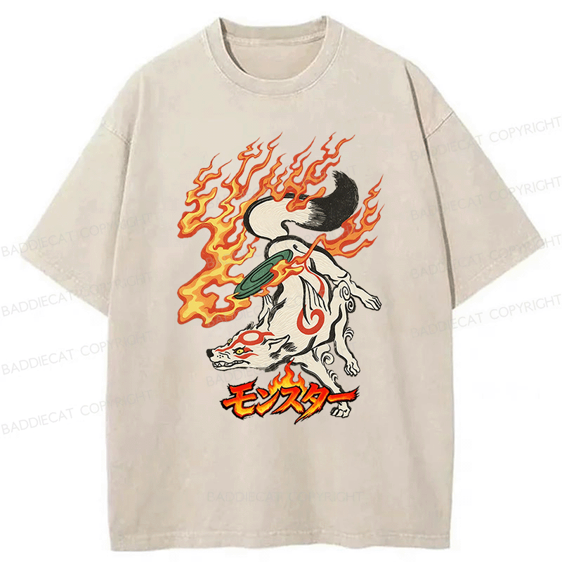 Baddiecat Tokyo Japanese-style Yokai Washed T-shirt