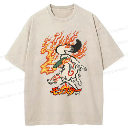 Baddiecat Tokyo Japanese-style Yokai Washed T-shirt