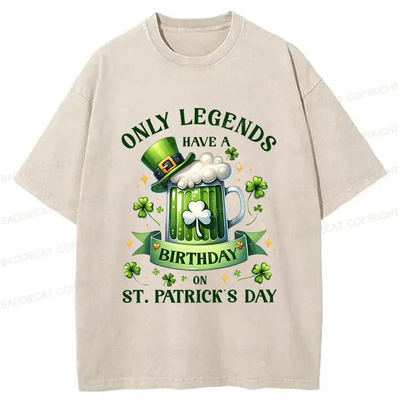 Baddiecat St. Patrick's Day Birthday Washed T-shirt
