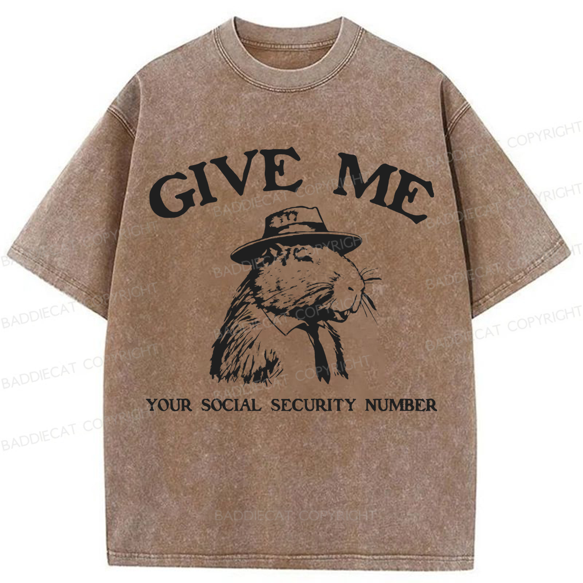 Baddiecat Give Me Capybara Washed T-shirt