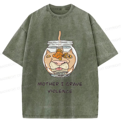 Baddiecat Mother I Crave Violence Washed T-shirt