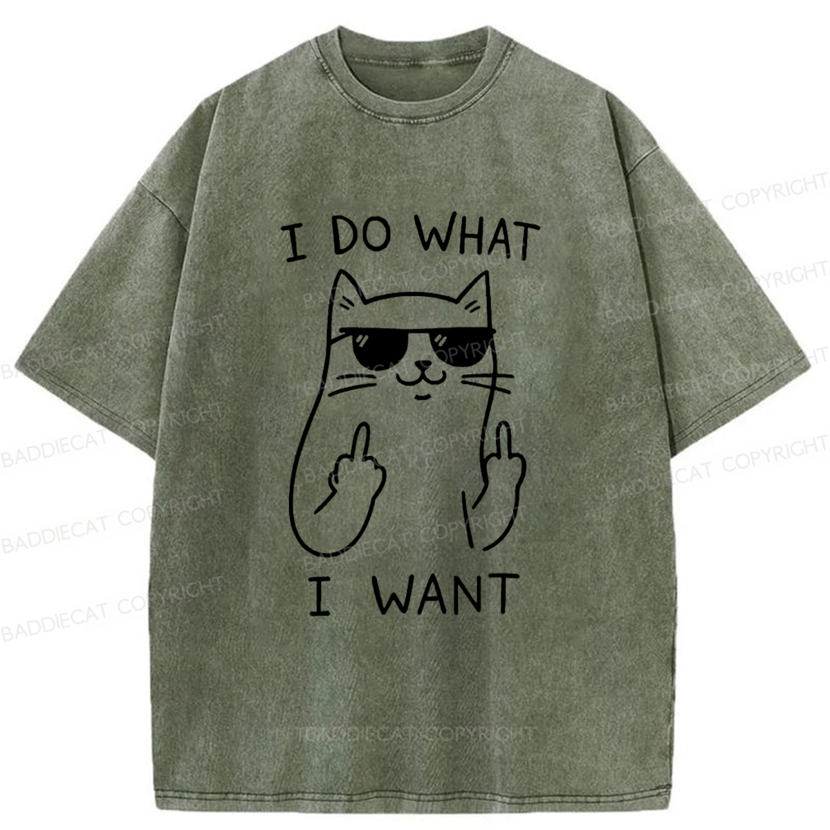 Baddiecat Cool Cat Washed T-shirt