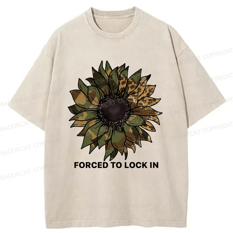 Baddiecat Camo Sunflower Washed T-shirt