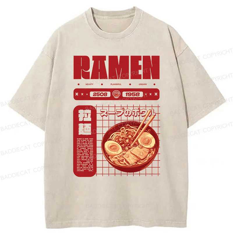 Baddiecat Ramen Washed T-shirt