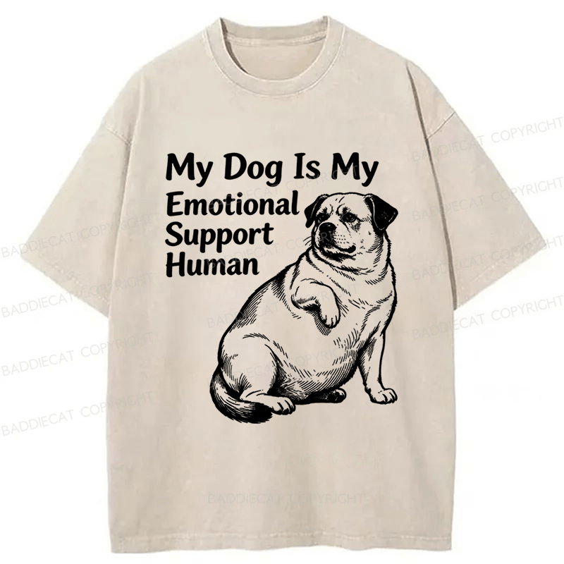 Baddiecat My Dog Is My Emotional Support Human Washed T-shirt