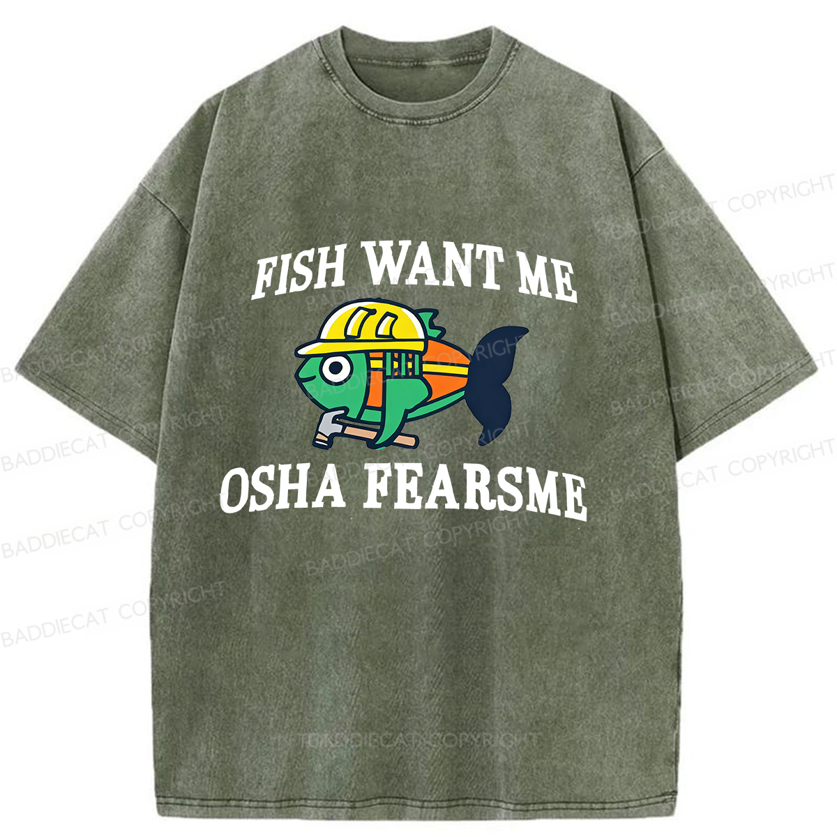 Baddiecat Charming Safe Fish Washed T-shirt