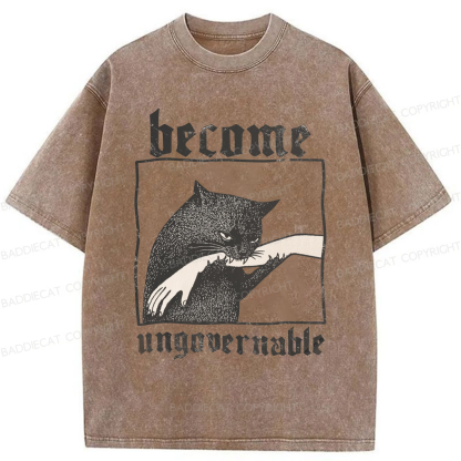 Baddiecat Funny Silly Cats Washed T-shirt