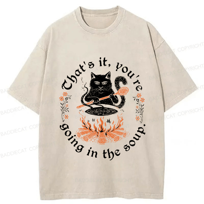 Baddiecat Cat Funny Washed T-shirt