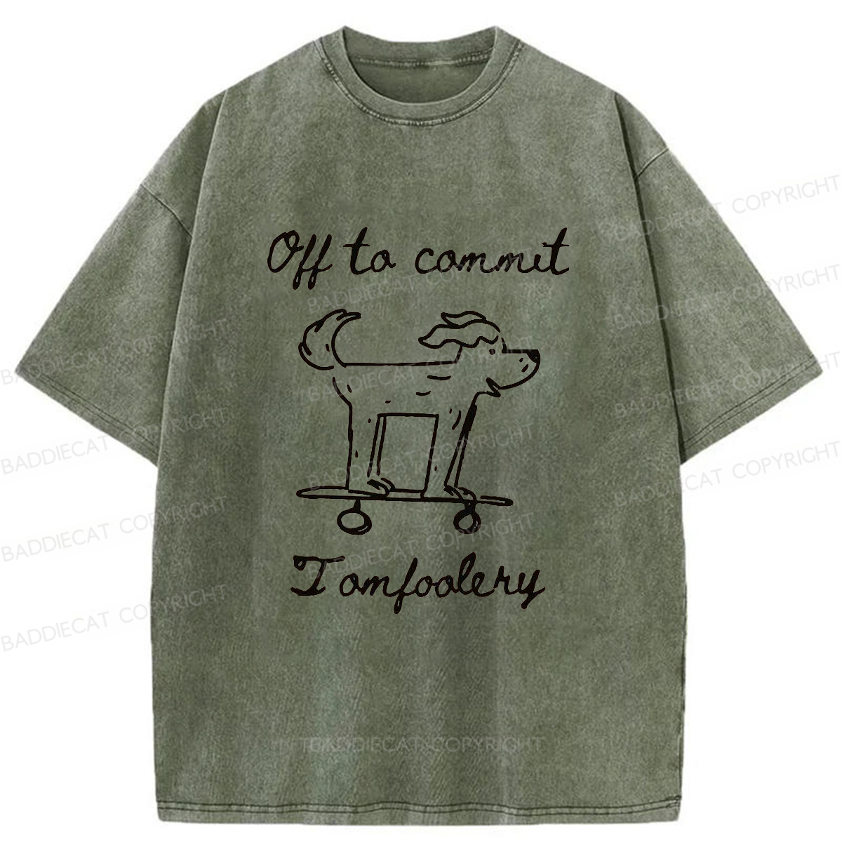 Baddiecat Mischievous Dog Washed T-shirt