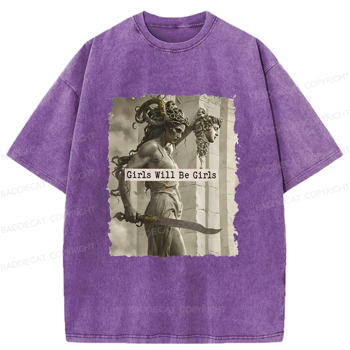 Baddiecat Goddess Medusa Washed T-shirt