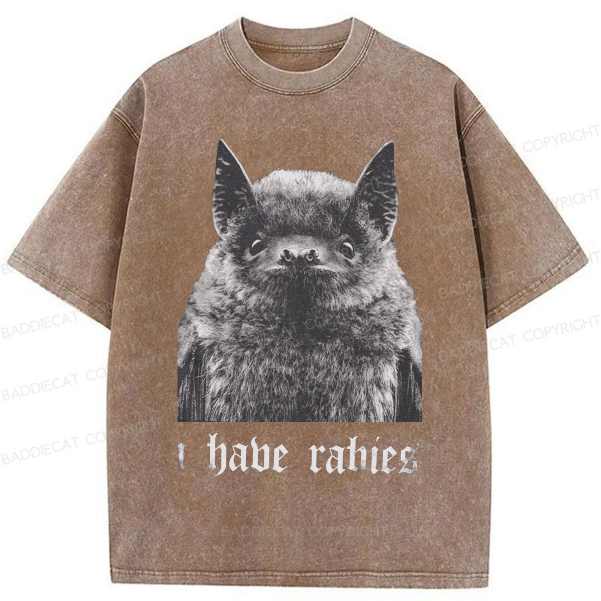 Baddiecat I Have Rabies Bat Washed T-shirt