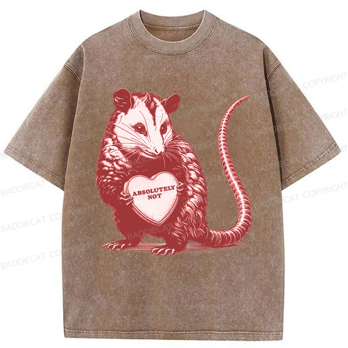 Baddiecat Absolutely Not Opossum Meme Washed T-shirt
