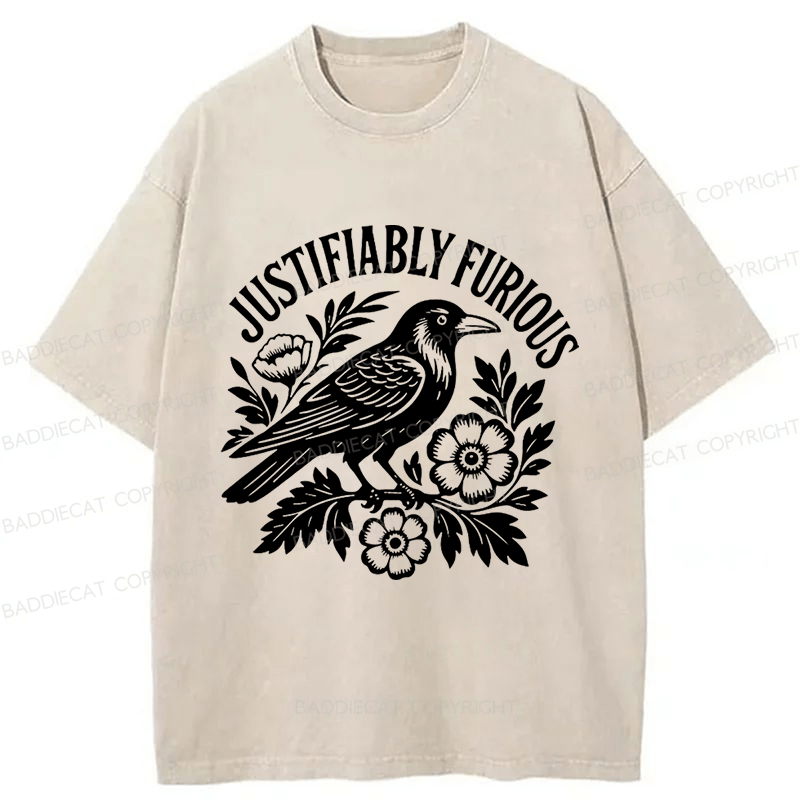 Baddiecat Justifiably Furious Raven Washed T-shirt