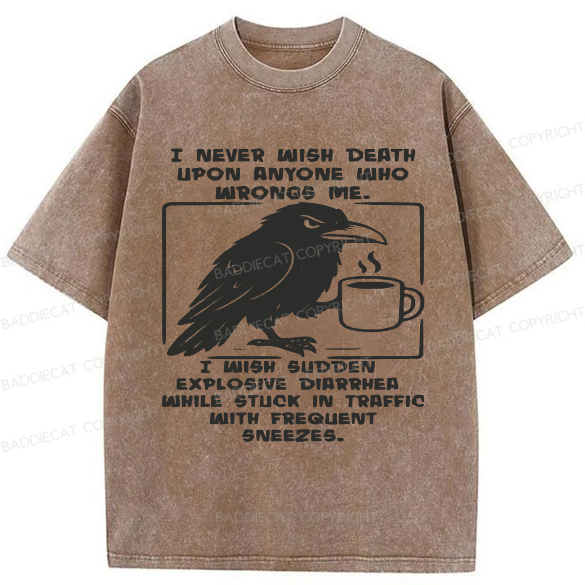Baddiecat Crow Wish Washed T-shirt