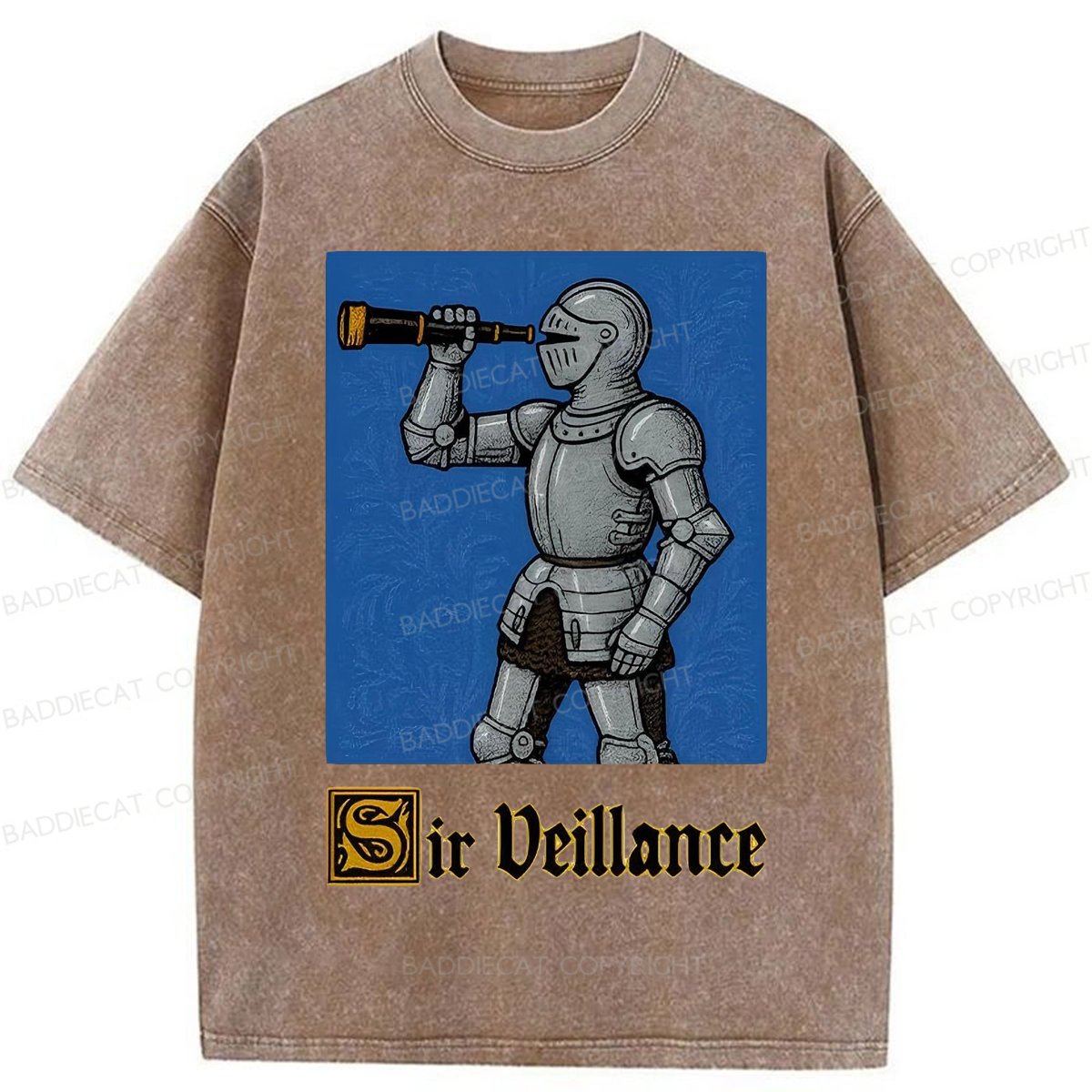 Baddiecat Sir Veillance Hand Drawn Washed T-shirt