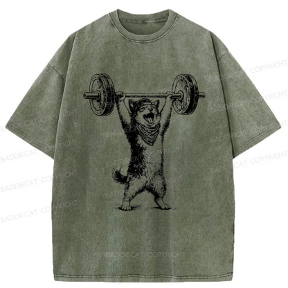 Baddiecat Husky Hercules Washed T-shirt