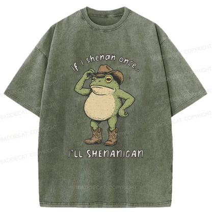Baddiecat If I Shenan Once I'll Shenanigan Washed T-shirt