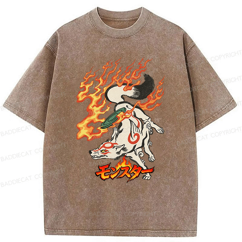 Baddiecat Tokyo Japanese-style Yokai Washed T-shirt