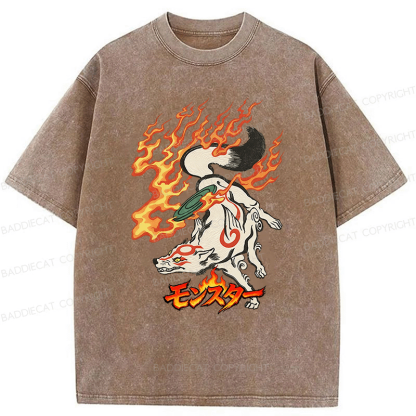 Baddiecat Tokyo Japanese-style Yokai Washed T-shirt