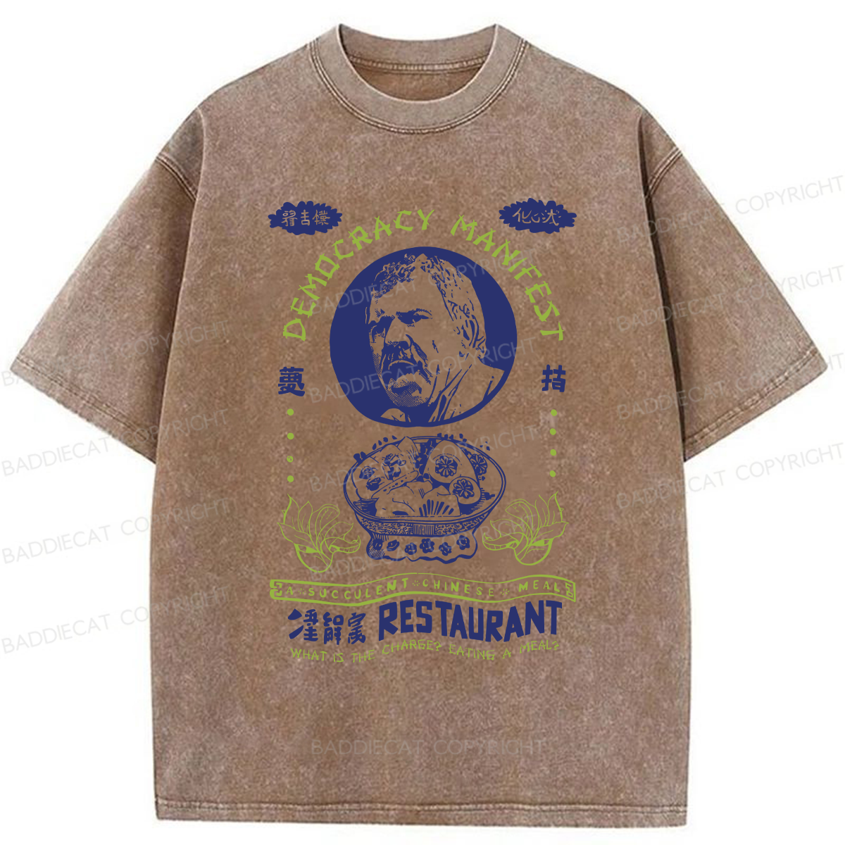 Baddiecat Japanese Food Spoof Emojis Washed T-shirt