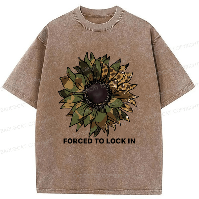 Baddiecat Camo Sunflower Washed T-shirt