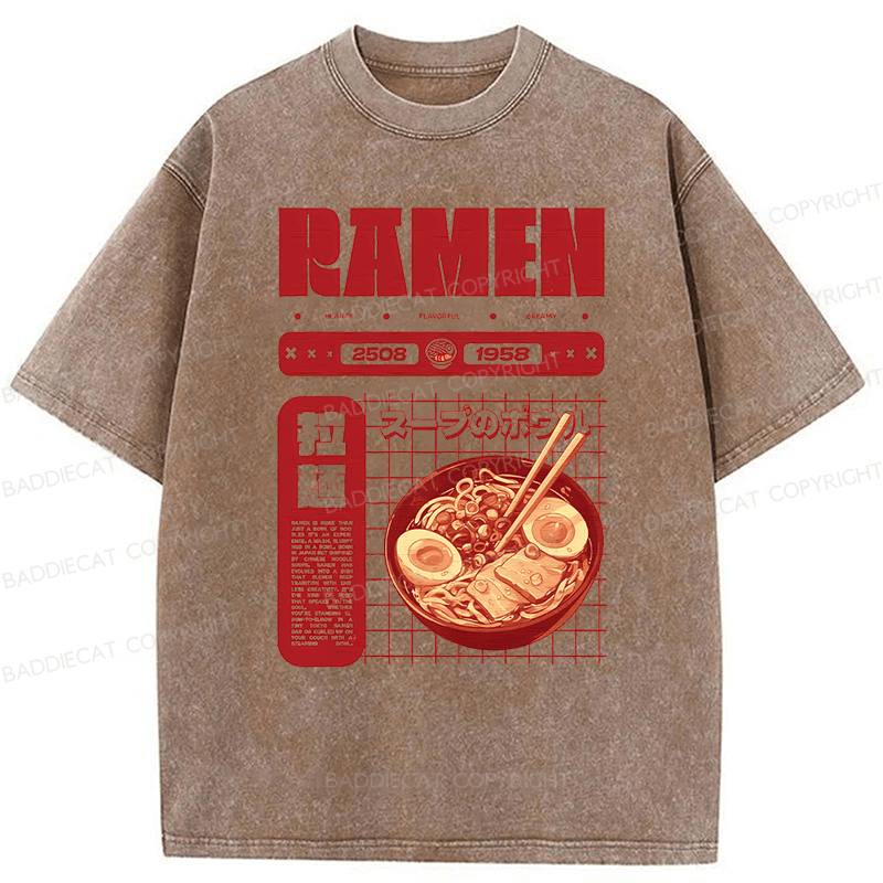 Baddiecat Ramen Washed T-shirt