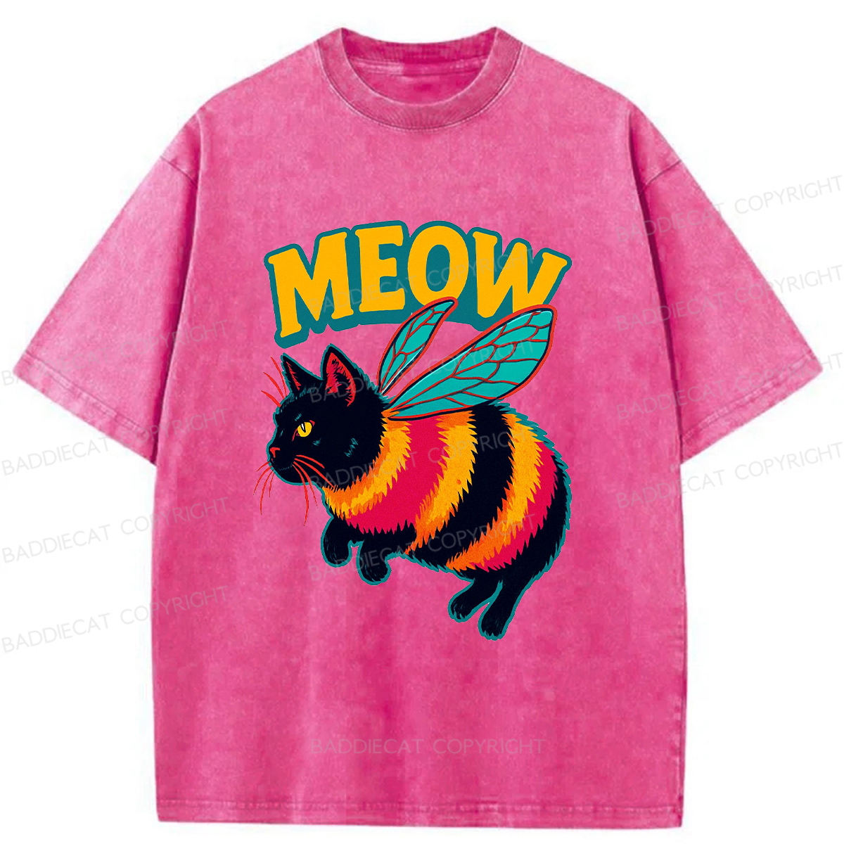 Baddiecat Bee Cat Washed T-shirt