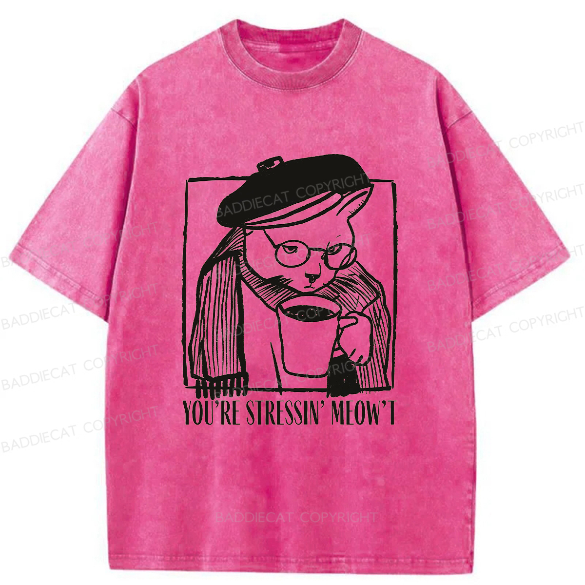 Baddiecat Grumpy Cat Washed T-shirt