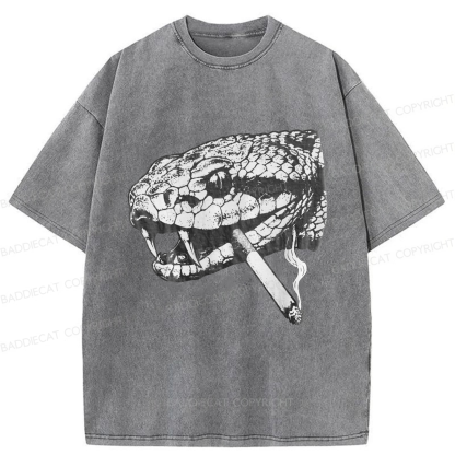 Baddiecat Snake Smoke Washed T-shirt