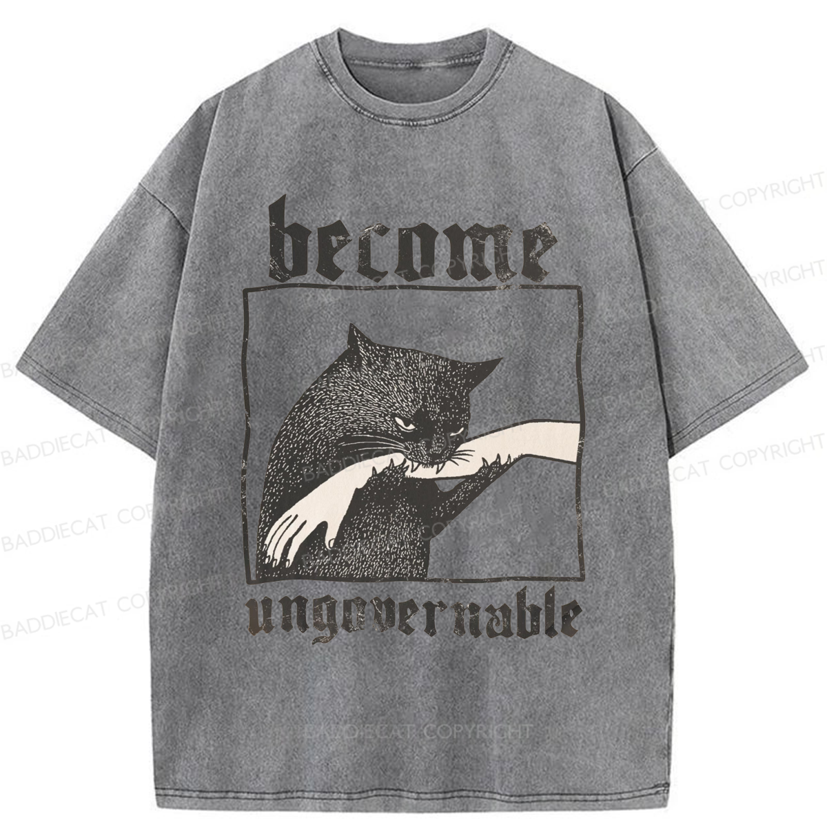 Baddiecat Funny Silly Cats Washed T-shirt