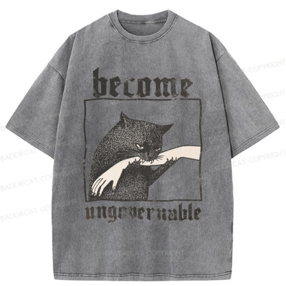 Baddiecat Funny Silly Cats Washed T-shirt