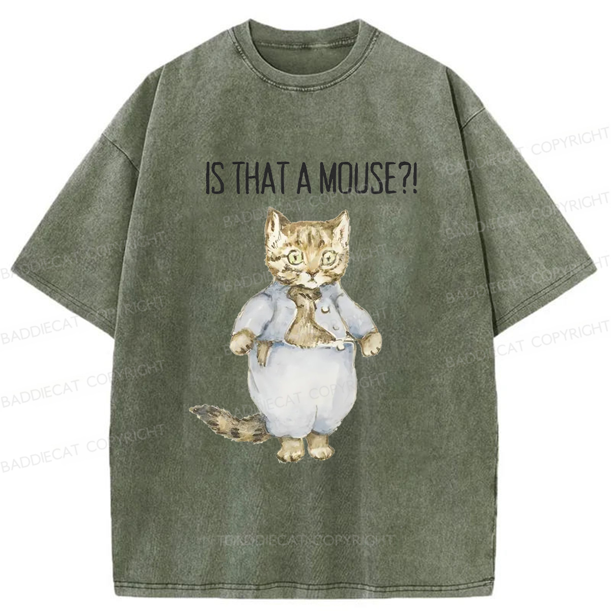 Baddiecat Startled Cat Washed T-shirt