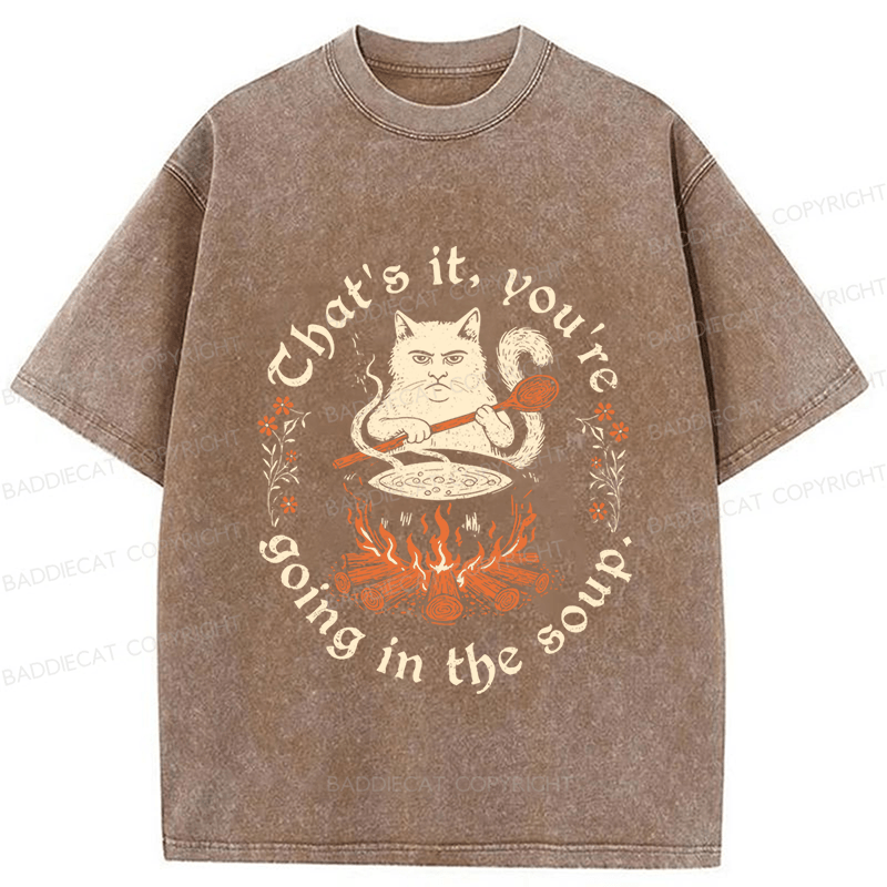 Baddiecat Cat Funny Washed T-shirt