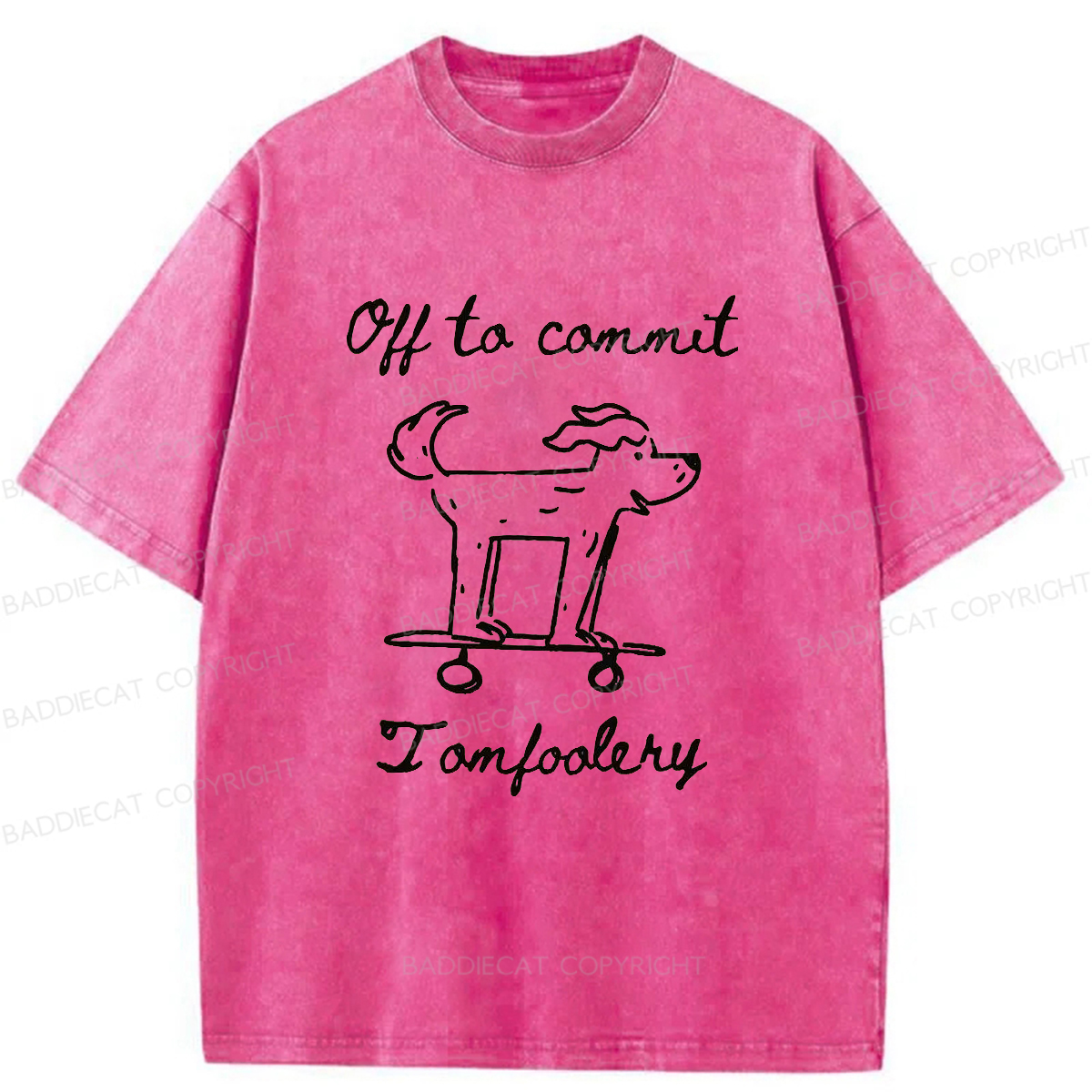 Baddiecat Mischievous Dog Washed T-shirt