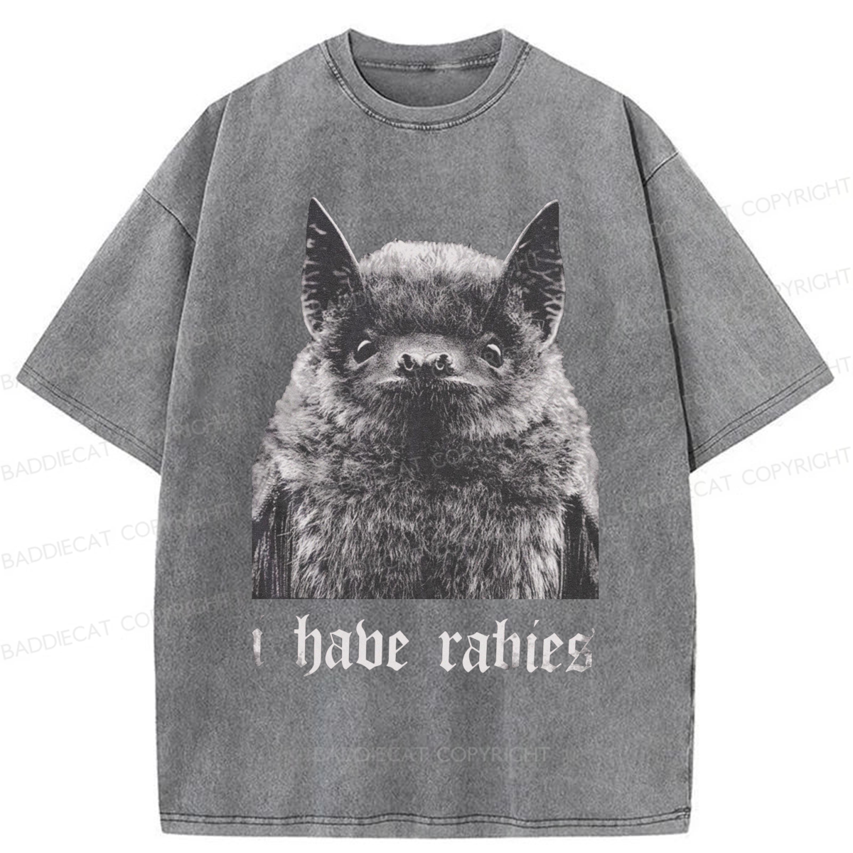 Baddiecat I Have Rabies Bat Washed T-shirt
