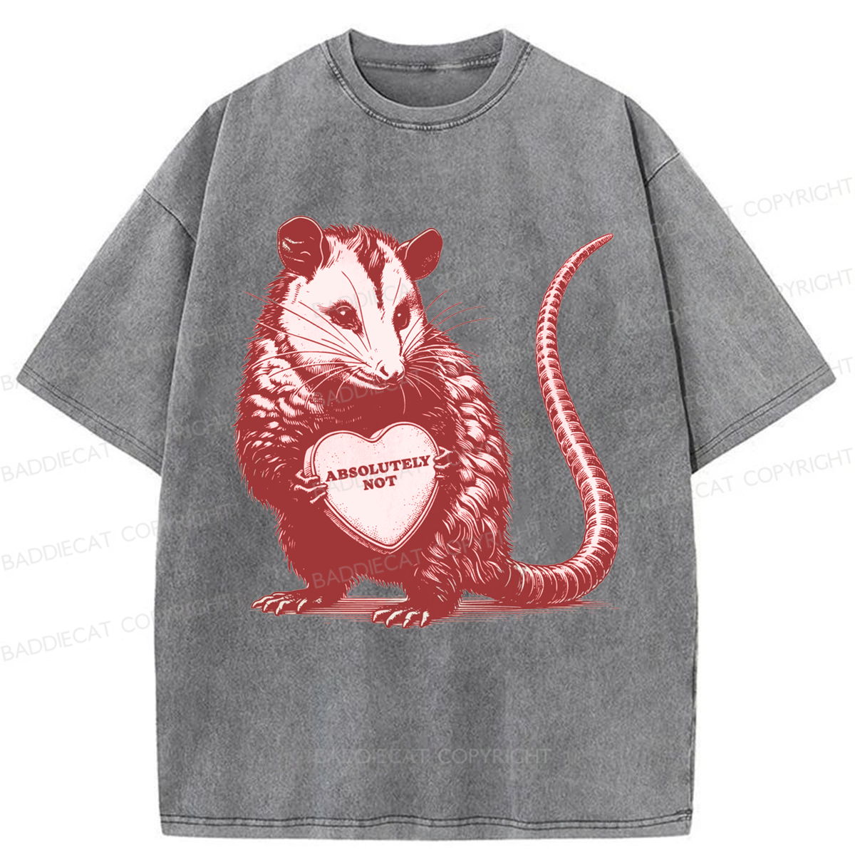 Baddiecat Absolutely Not Opossum Meme Washed T-shirt