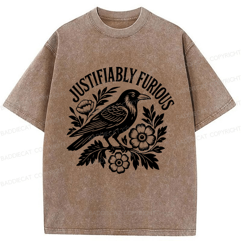 Baddiecat Justifiably Furious Raven Washed T-shirt