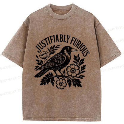 Baddiecat Justifiably Furious Raven Washed T-shirt