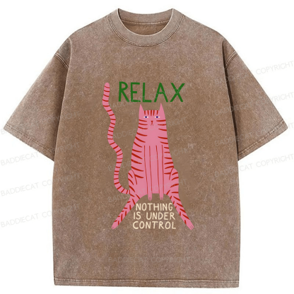 Baddiecat Relax Cat Washed T-shirt
