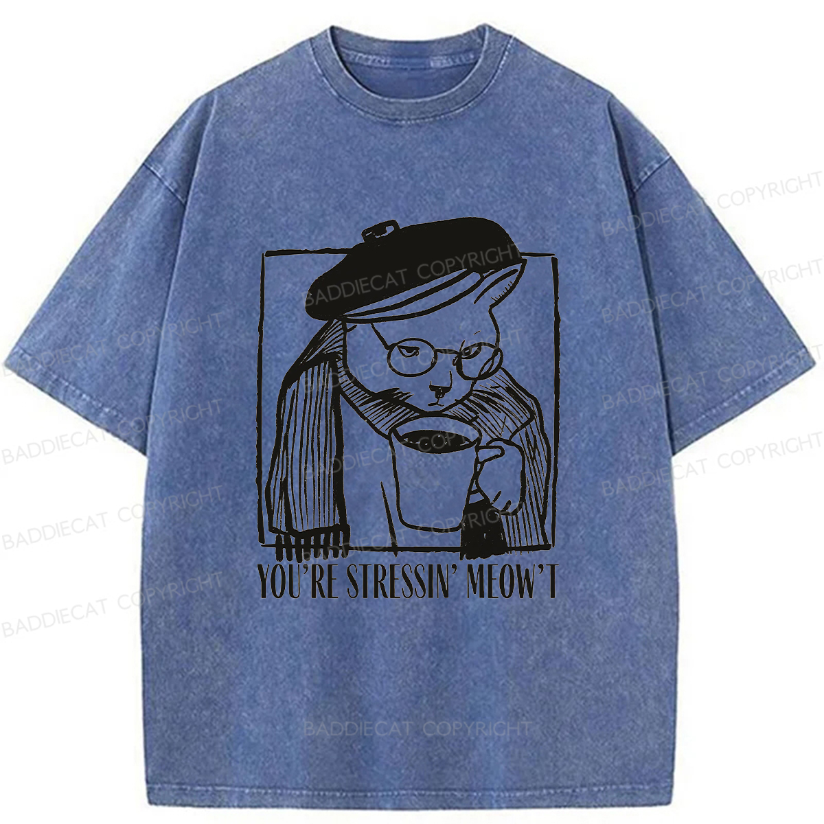 Baddiecat Grumpy Cat Washed T-shirt
