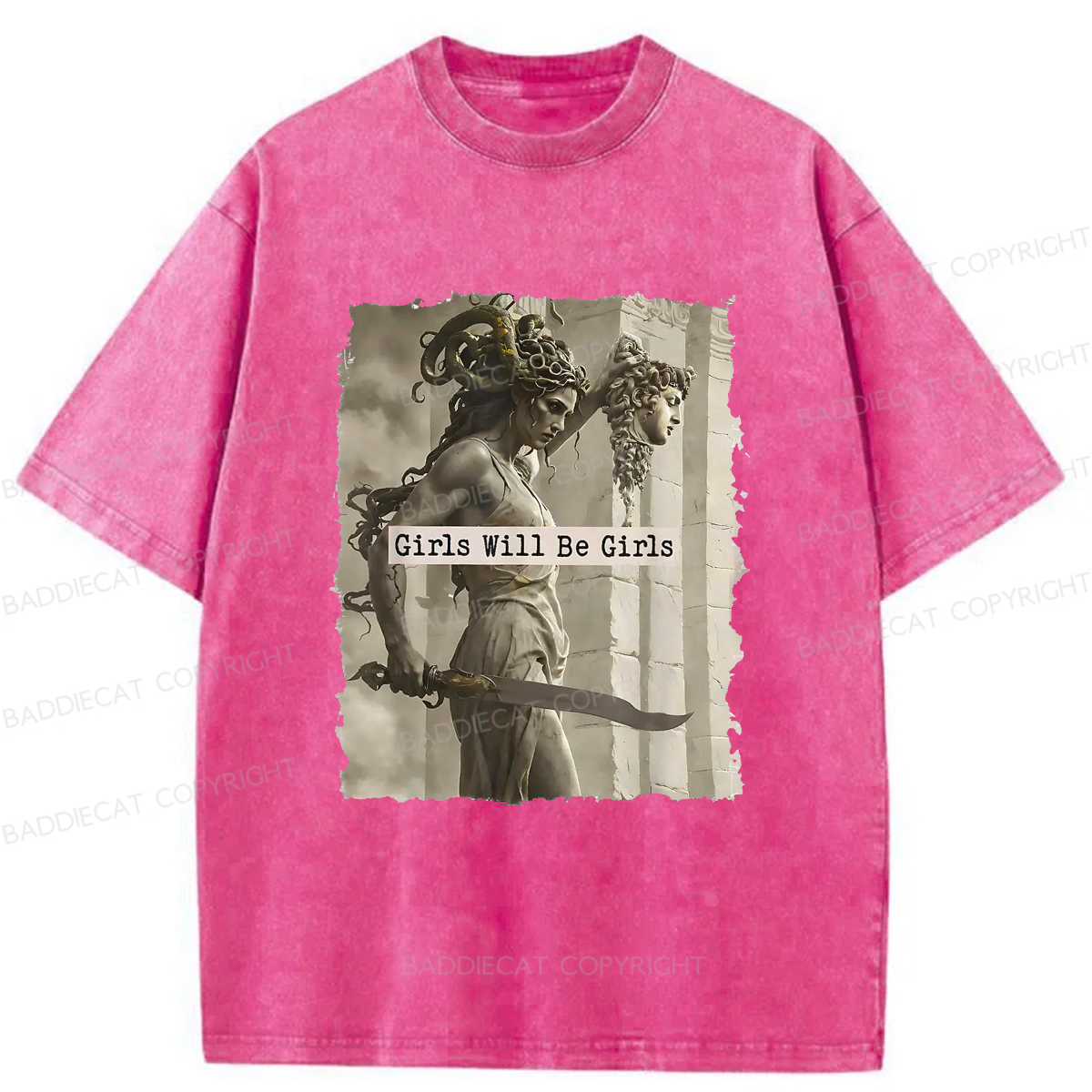 Baddiecat Goddess Medusa Washed T-shirt