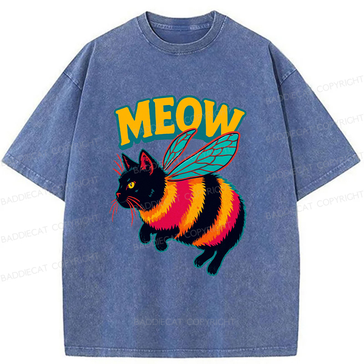 Baddiecat Bee Cat Washed T-shirt