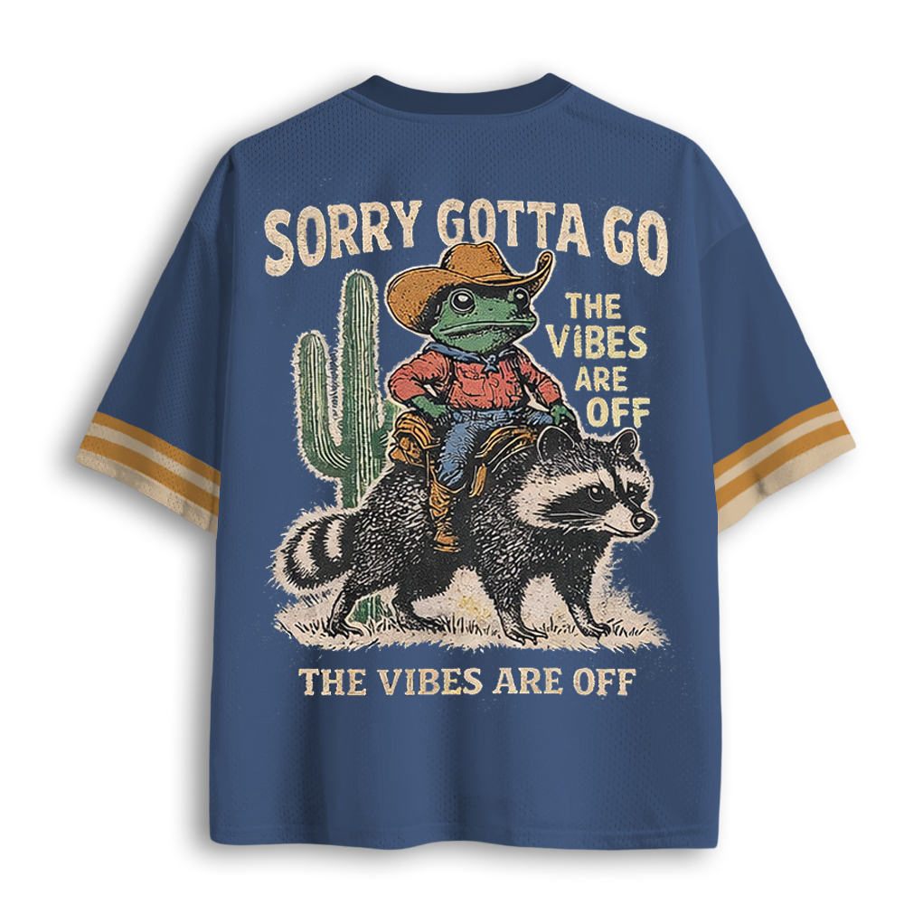 Baddiecat Cowboy Frog Riding Raccoon Mesh Jersey