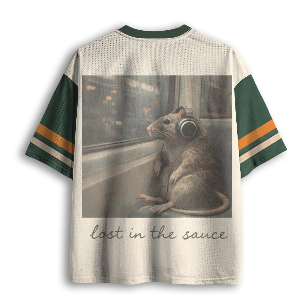 Baddiecat Funny Rat Lost In The Sauce Mesh Jersey