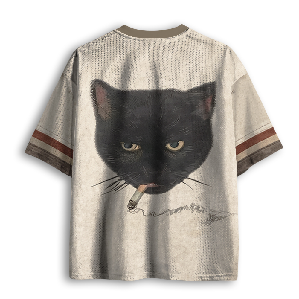 Baddiecat Smoking Cat Mesh Jersey