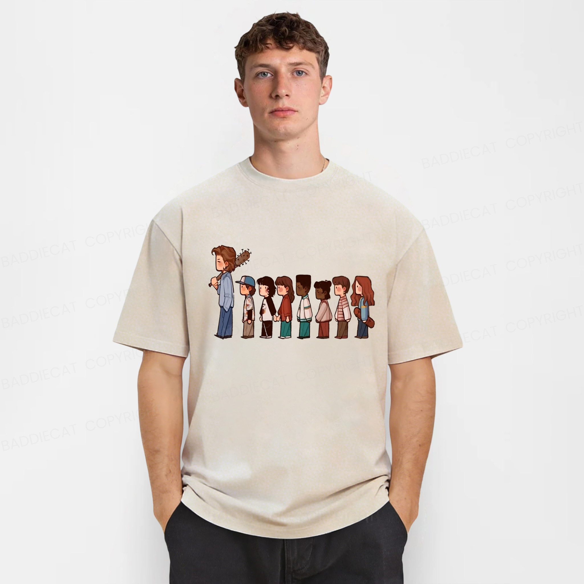 Baddiecat Stranger Things Walking Washed T-shirt