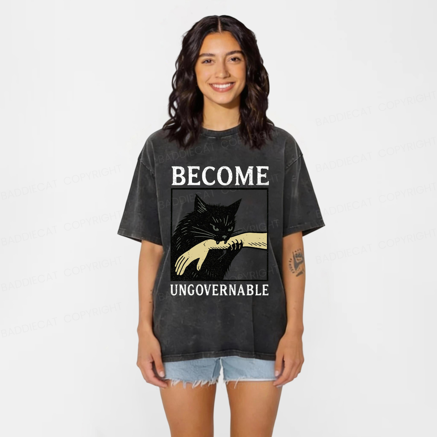 Baddiecat Become Ungovernable Washed T-shirt