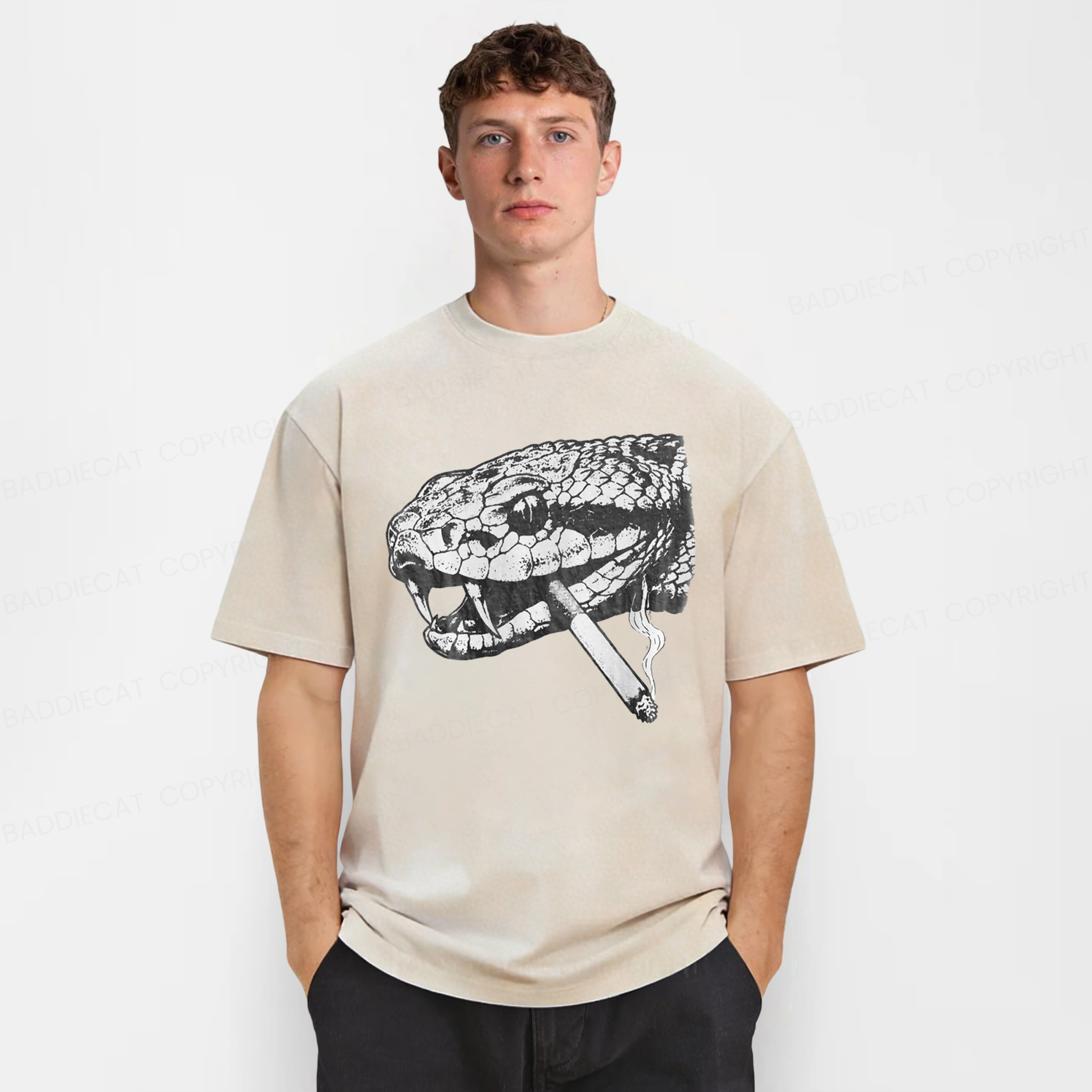 Baddiecat Snake Smoke Washed T-shirt