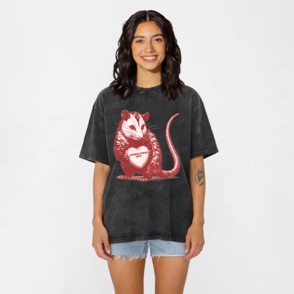 Baddiecat Absolutely Not Opossum Meme Washed T-shirt