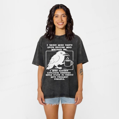 Baddiecat Crow Wish Washed T-shirt
